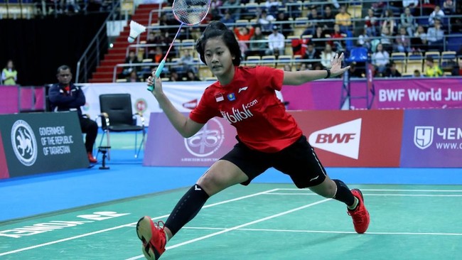 Tunggal putri Indonesia Putri Kusuma Wardani juara Spain Master 2021 usai mengalahkan Line Christophersen, Minggu (23/2).