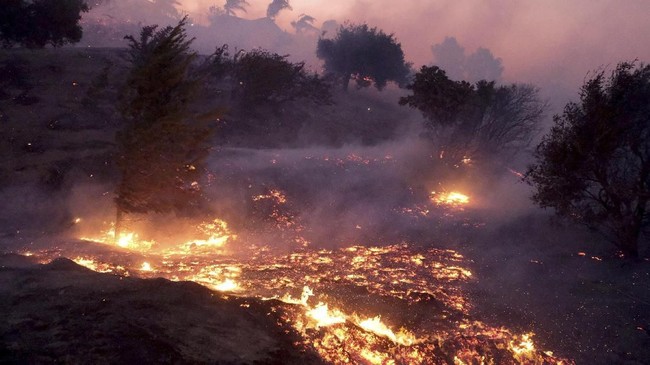 Setidanya 50 ribu orang dievakuasi dari Los Angeles pada Kamis (24/10), ketika kebakaran lahan dan hutan tak terkendali melalap California, Amerika Serikat.