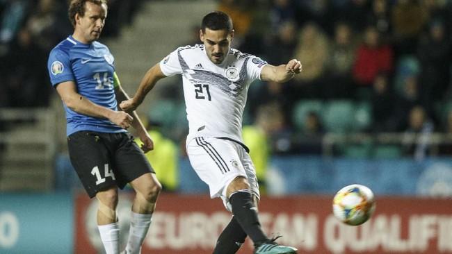 Timnas Jerman menang telak 3-0 atas Estonia di laga Grup C Kualifikasi Piala Eropa 2020 di Stadion A Le Coq Arena, Senin (14/10) dini hari WIB.