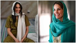 Adu Gaya Meghan Markle dan Kate Middleton Pakai Kerudung