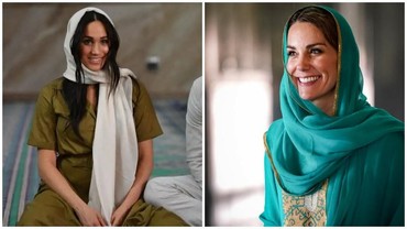 Adu Gaya Meghan Markle dan Kate Middleton Pakai Kerudung