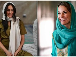 Adu Gaya Meghan Markle dan Kate Middleton Pakai Kerudung
