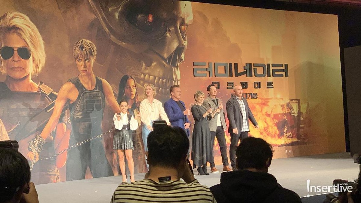 Kemeriahan acara konferensi pers film Terminator&colon; Dark Fate di Seoul&comma; Korea Selatan yang dihadiri para pemain dan sutradara&period;