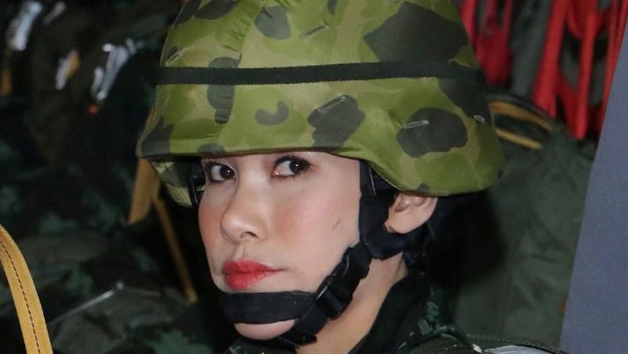 General Sineenat Wongvajirapakdi, the royal consort is seen in this undated handout photo obtained by Reuters, August 27, 2019. Thailand's King Maha Vajiralongkorn has stripped his newly named royal consort Sineenat of her titles and military ranks for being 