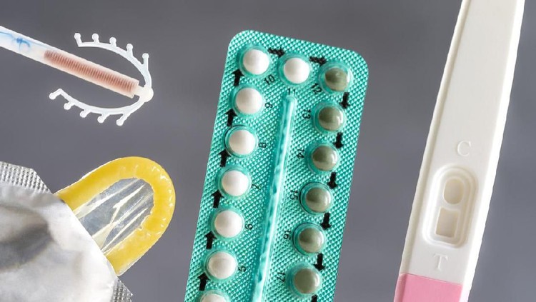Contraception Education Concept female and male contraceptive,