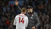 FOTO: Liverpool Menang Dramatis di Liga Inggris Sempat tertinggal lebih dulu dari Aston Villa, Liverpool baru mampu mencetak gol pada menit-menit akhir pertandingan di Stadion Villa Park, Sabtu (2/11).