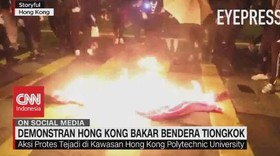 VIDEO: Demonstran Hong Kong Bakar Bendera Tiongkok