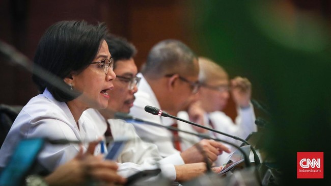 Menteri Keuangan Sri Mulyani Indrawati memaparkan kinerja terbaru APBN 2019 di Gedung Djuanda, Kementerian Keuangan, Jakarta, Senin, 18 November 2019. CNNIndonesia/Safir Makki