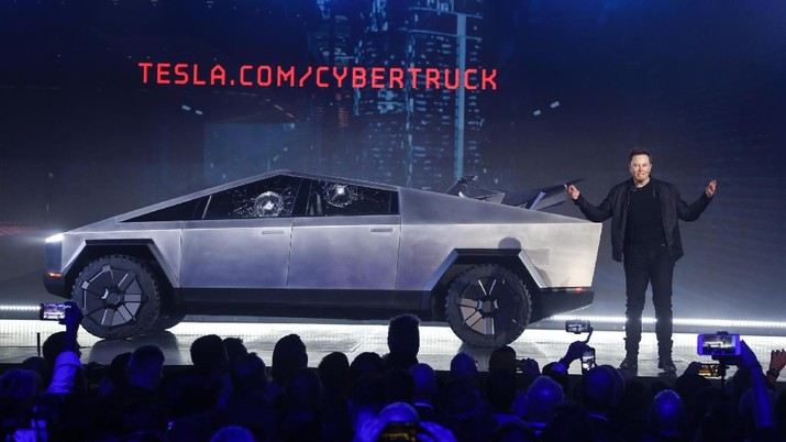 The Tesla Cybertruck is unveiled at Tesla's design studio Thursday, Nov. 21, 2019, in Hawthorne, Calif. (AP Photo/Ringo H.W. Chiu)