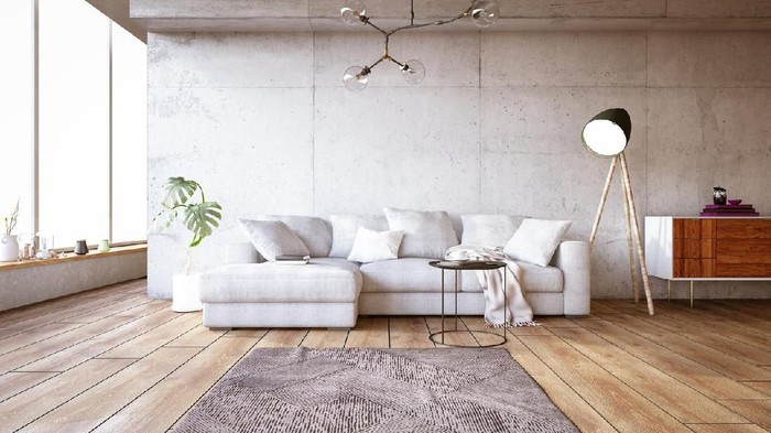 Interior of a modern, bright and airy living room.