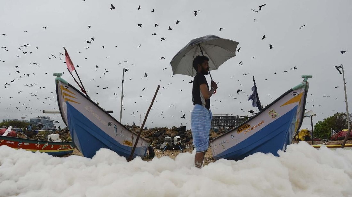 FOTO : Fenomena Busa di Pantai Marina India