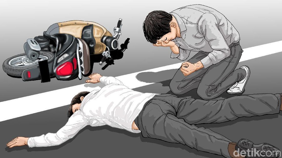 kecelakaan motor, tabrakan motor, jatuh dari motor Poster