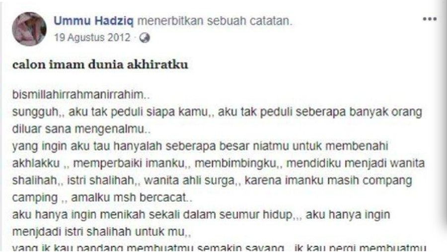 Simak lima curahan hati mantan istri UAS yang menyayat hati.