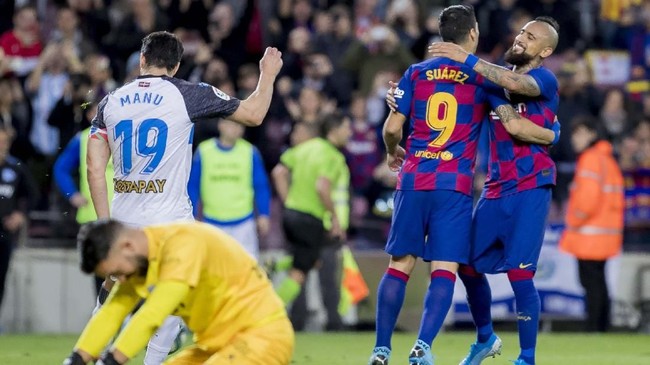 FOTO: Gol ke-50 Messi Warnai Kemenangan Telak Barcelona