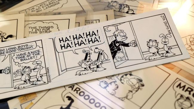 Kartunis Jim Davis melelang lebih dari 11 ribu komik strip Garfield yang ia gambar dengan tangan sendiri sejak 1978 hingga 2011.