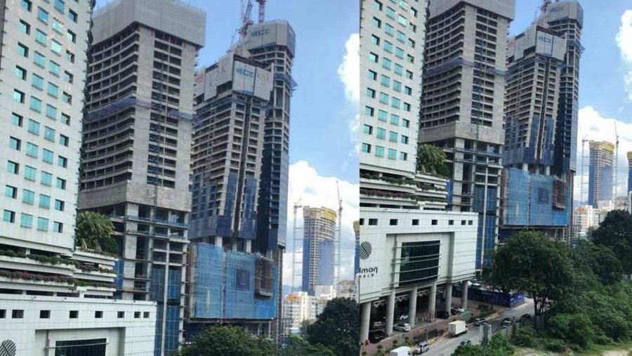 Bangunan yang tampak miring seperti akan runtuh sedang ramai diperbincangkan publik.