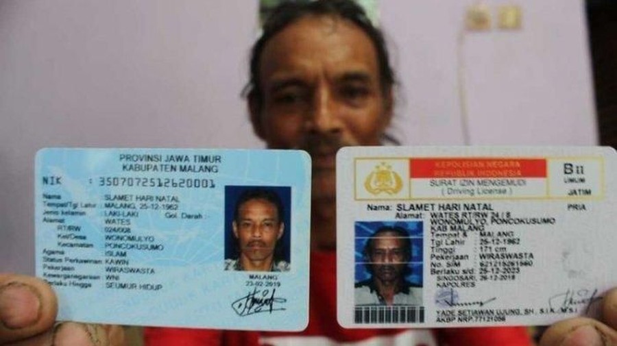 Pria bernama Slamet Hari Natal kesulitan urus administrasi.