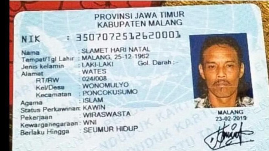 Kisah pria asal Jawa Timur bernama Slamet Hari Natal.