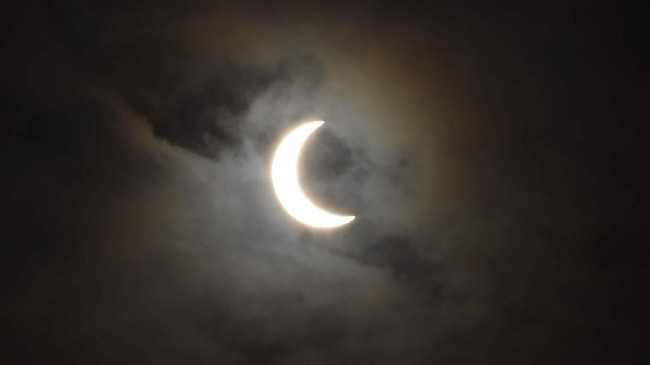 The moon covers the sun in a rare 