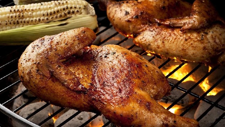 Homemade Grilled Barbecue Chicken with all the Sides