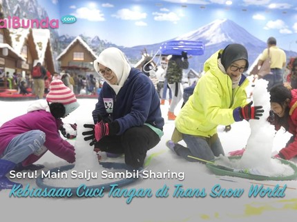 Seru! Main Salju Sambil Sharing Kebiasaan Cuci Tangan di Trans Snow World