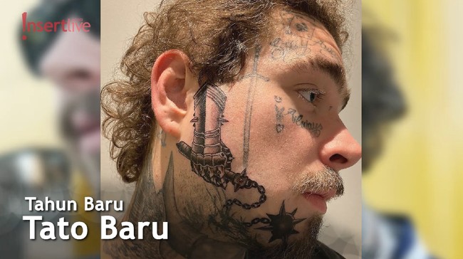 Rayakan Tahun Baru 2020, Post Malone Pamer Tato Besar di Wajah