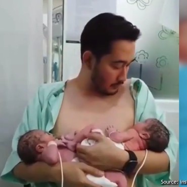 Ayah Idaman! Jeje Govinda Skin to Skin dengan Bayi Kembar Syahnaz