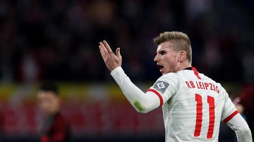 Leipzig's German forward Timo Werner reacts during the German first division Bundesliga football match RB Leipzig v  FC Augsburg in Leipzig, eastern Germany, on December 21, 2019. (Photo by Ronny Hartmann / AFP) / DFL REGULATIONS PROHIBIT ANY USE OF PHOTOGRAPHS AS IMAGE SEQUENCES AND/OR QUASI-VIDEO