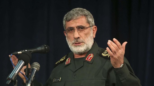 Jenderal pengganti Qasem Soleimani, Esmail Ghaani yang baru ditunjuk Iran mengatakan akan melanjutkan perjuangan dan jasa serupa dengan kekuatan yang sama.
