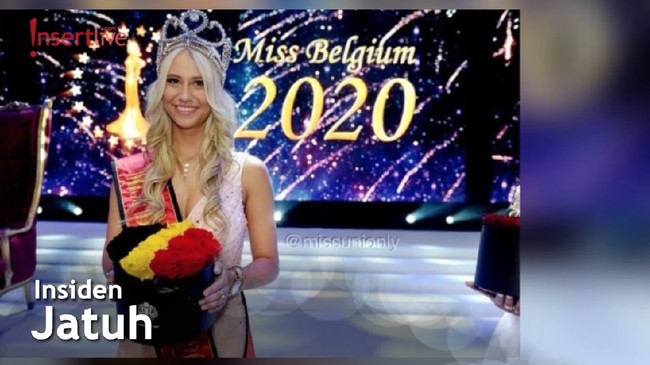 Insiden Jatuh, Bra Miss Belgium Sampai Copot di Atas Panggung