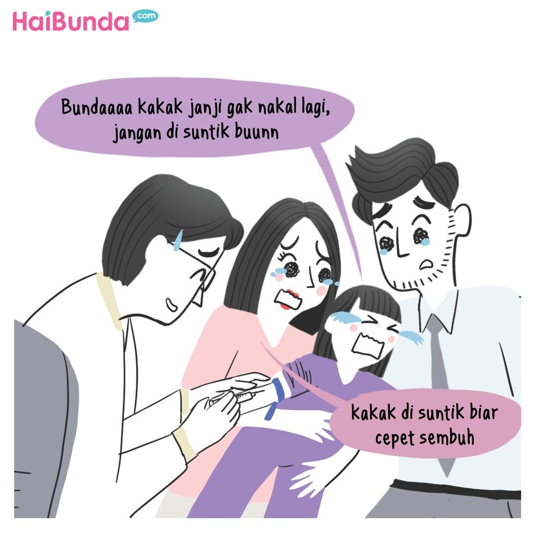 Bunda di komik ini sedih bukan main ketika kakak sakit. Bunda juga merasa hal serupa ketika si kecil sakit? Share yuk apa aja kesedihan Bunda ketika anak sakit.
