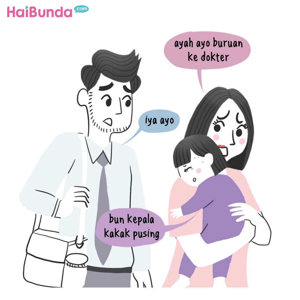 Bunda di komik ini sedih bukan main ketika kakak sakit. Bunda juga merasa hal serupa ketika si kecil sakit? Share yuk apa aja kesedihan Bunda ketika anak sakit.