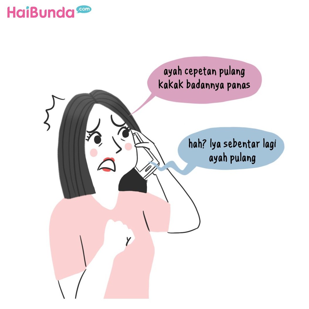 Bunda di komik ini sedih bukan main ketika kakak sakit. Bunda juga merasa hal serupa ketika si kecil sakit? Share yuk apa aja kesedihan Bunda ketika anak sakit.