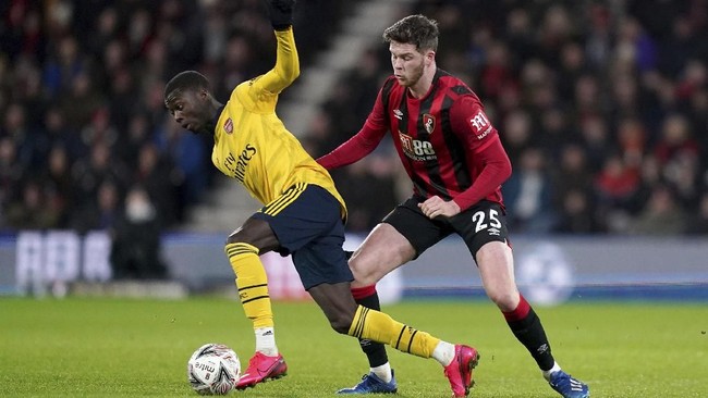 Arsenal mengalahkan Bournemouth 2-1 dalam laga babak keempat Piala FA berkat gol Bukayo Saka dan Eddie Nktiah, Selasa (28/1).