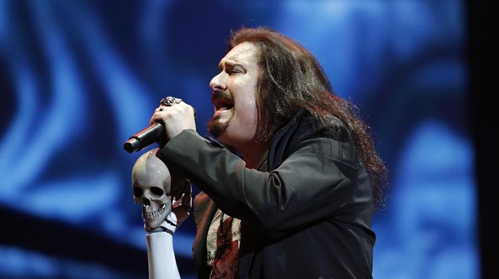 James LaBrie of American progressive metal Dream Theater performs at the Domination Music Festival in Mexico City, Saturday, May 4, 2019. (AP Photo/Eduardo Verdugo)