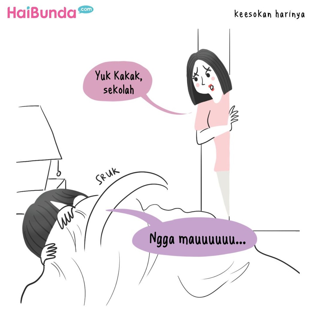 Kakak lagi susah-susahnya ke sekolah nih, Bun. Ternyata kakak mengaku tak mau ke sekolah gara-gara hal ini.