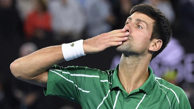 Novak Djokovic memastikan juara Australia Open 2020 setelah mengalahkan Dominic Thiem di Lord Laver Arena, Minggu (2/2).