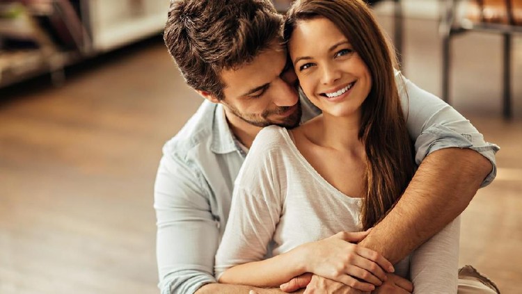 539218203 Close up of a happy young couple in love.