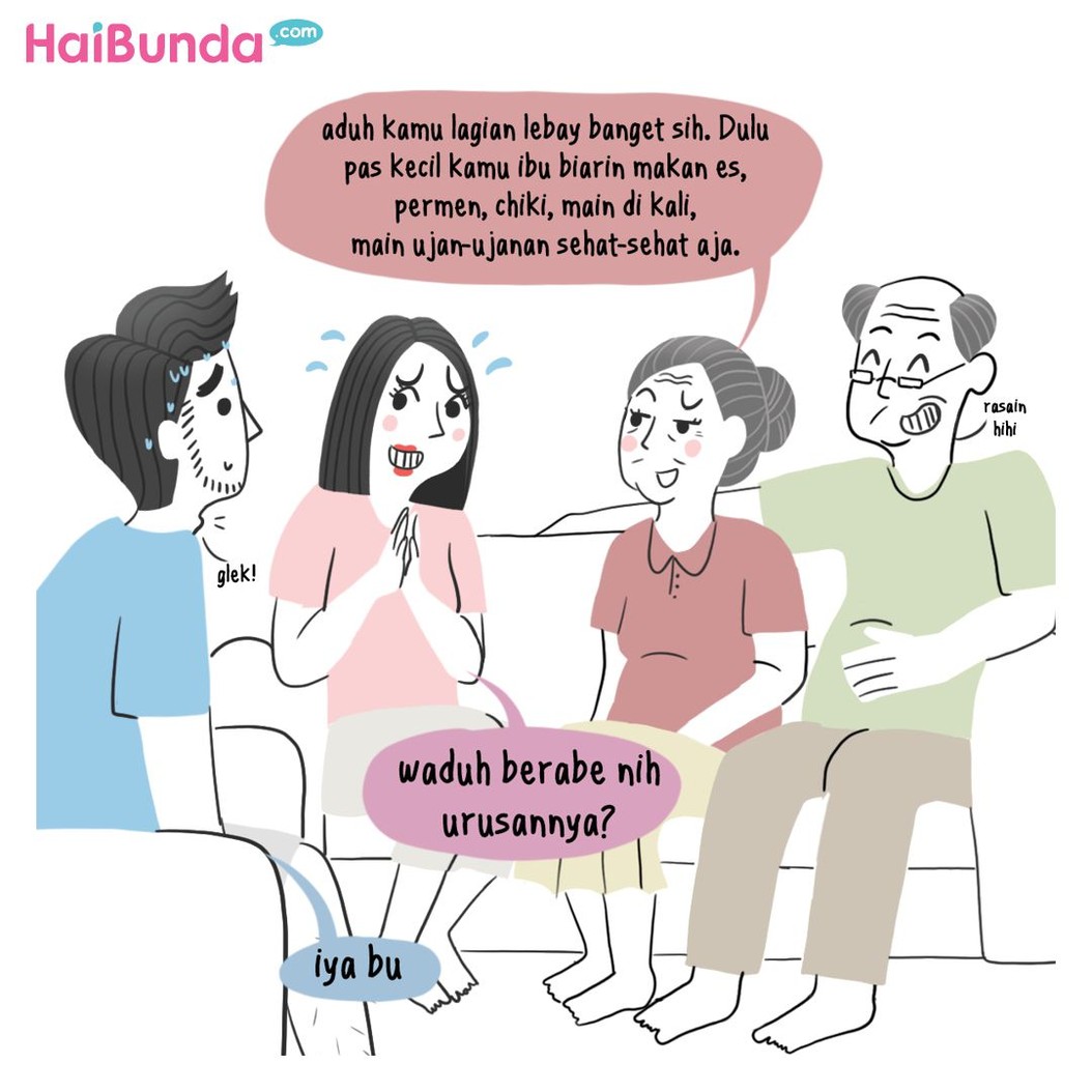 Pusingnya Bunda dan Ayah gara-gara kakek dan nenek kompak makan es krim dan chiki dengan si kakak.