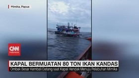 VIDEO: Kapal Bermuatan 80 Ton Ikan Kandas di Perairan Mimika