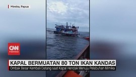 VIDEO: Kapal Bermuatan 80 Ton Ikan Kandas di Perairan Mimika