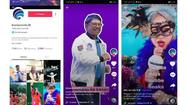Kominfo telah bermain TikTok sejak Maret 2019 lalu, walau aplikasi asal China itu sempat diblokir selama seminggu oleh pemerintah RI.