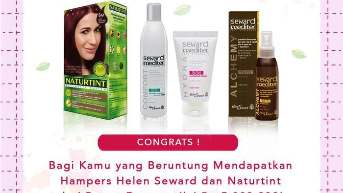 [GIVEAWAY ALERT] 4 Pemenang Beruntung Helen Seward Dan Naturtint Giveaway
