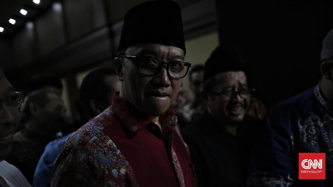 Mantan Menpora Imam Nahrawi mengikuti sidang perdana kasus dugaan korupsi penerimaan suap terkait penyaluran dana hibah untuk KONI dari Kemenpora. di Pengadilan Tipikor. Jakarta, Jumat 14 Februari 2020. CNN Indonesia/ Adhi Wicaksono