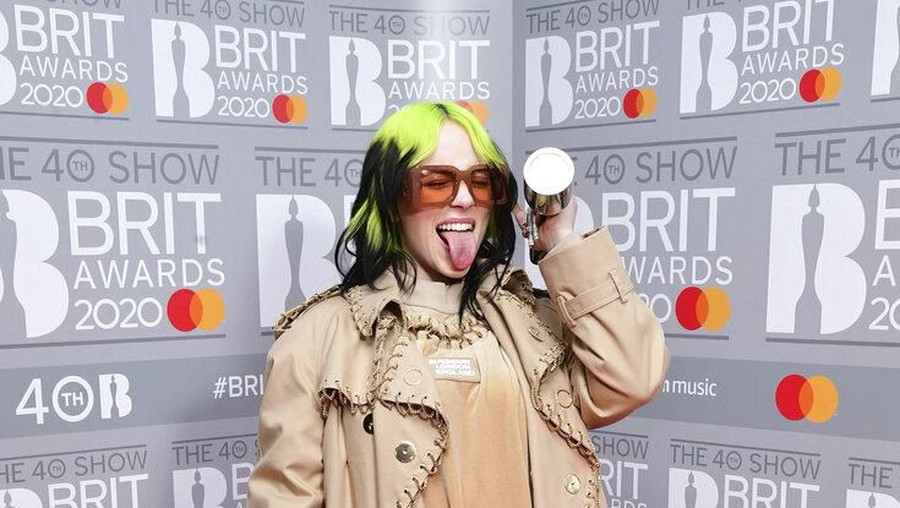 Billie Eilish and Finneas O'Connell pose for photographers upon arrival at Brit Awards 2020 in London, Tuesday, Feb. 18, 2020.(Photo by Vianney Le Caer/Invision/AP)
