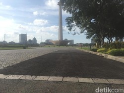 Penampakan Aspal Sirkuit Formula-E yang Diuji Coba di Monas