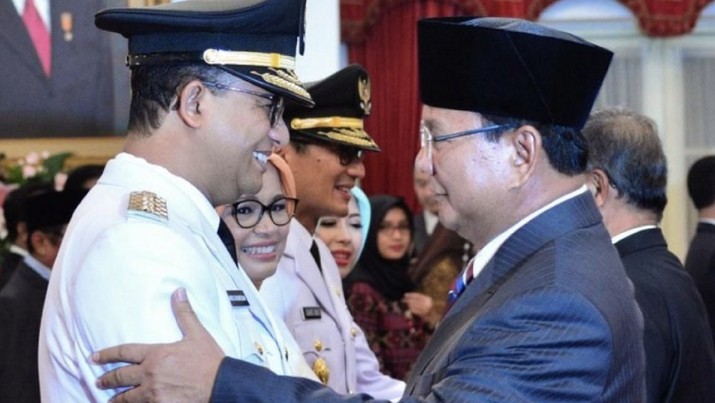 Gubernur DKI Jakarta Anies Baswedan dan Menhan Prabowo Subianto. (Foto: Pool/Biro Setpres)