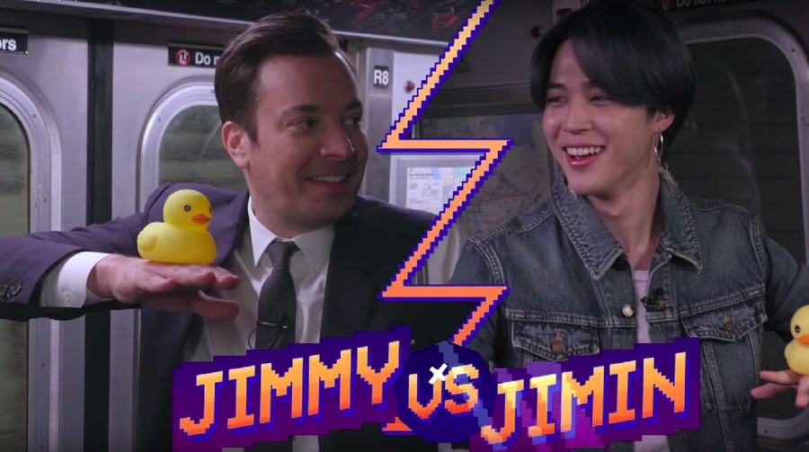 Jadi bintang tamu di program The Tonight Show Jimmy Fallon, Jimin BTS malah berebutan job dengan Jimmy Fallon.