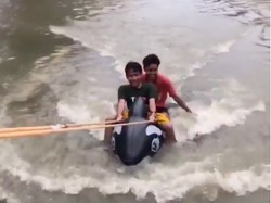 Mobil Tak Bisa Lewat karena Banjir, Ada Lumba-lumba di Jalanan Jakarta