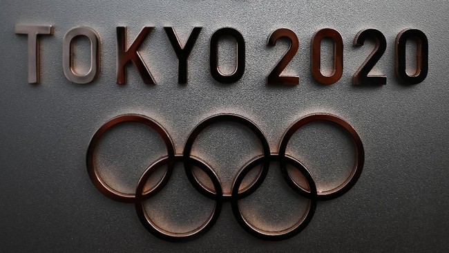 The logo for the Tokyo 2020 Olympic Games is seen in Tokyo on February 15, 2020. (Photo by CHARLY TRIBALLEAU / AFP)